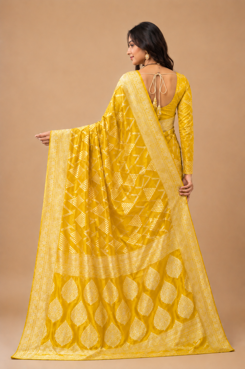 Mustard Yellow Banarasi Silk Saree with Rich Zari Weaving